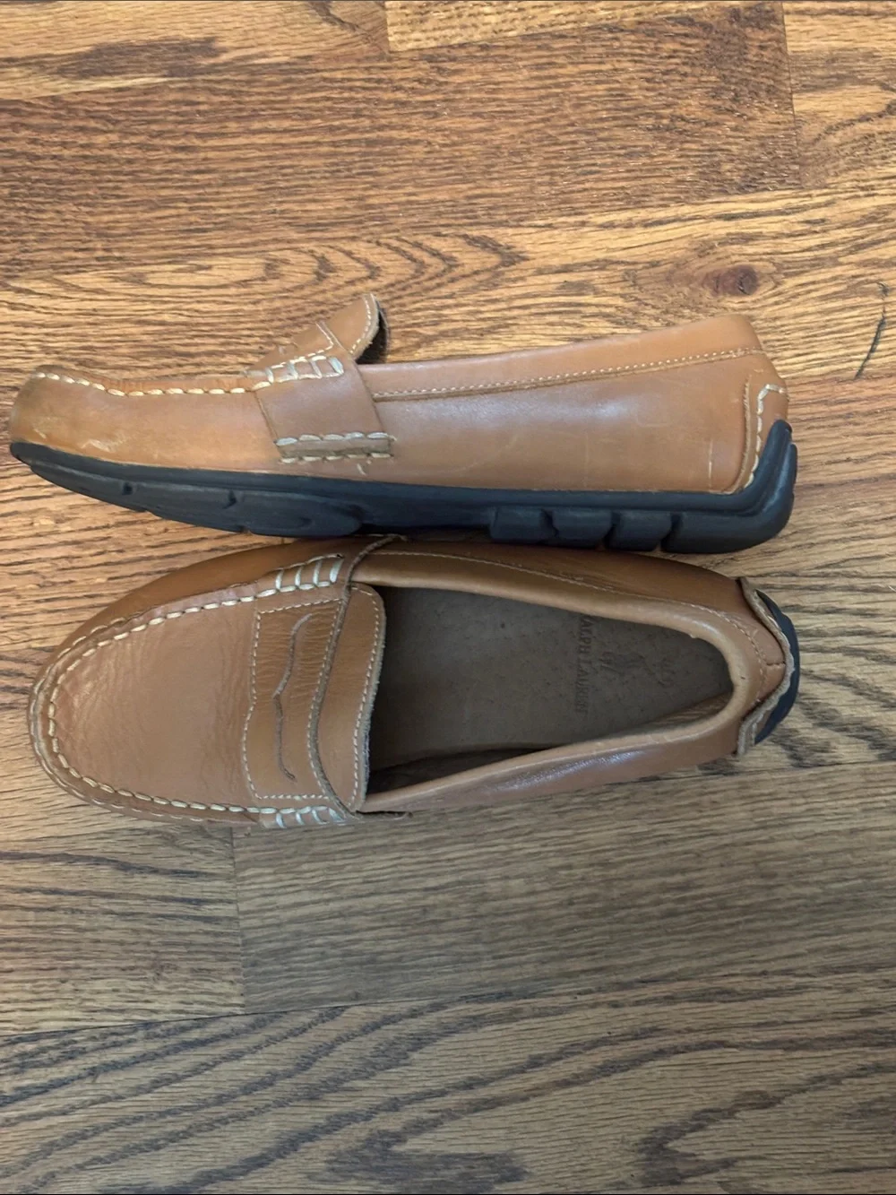 Polo Ralph Lauren Kids Telly Leather Penny Loafers - Tan - Size 13.5 Little Kid